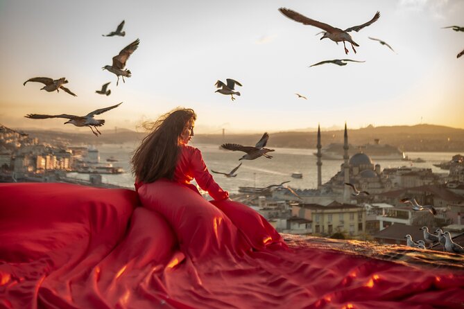 Flying Dress Photography on an Iconic Rooftop in Istanbul - Stop 1: Bosphorus Bridge Views, Seagulls Included