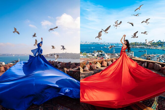 Flying Dress Rooftop Photoshoot in Istanbul (2Concepts, 1dress) - Choosing Your Two Views: Bird Place, Swing, Galata Tower, Magic Room