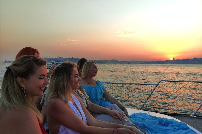 Istanbul Bosphorus Sunset Cruise with Wine on a Luxury Yacht - Meeting at Arap Cami, then you are on the water quickly