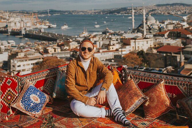 Istanbul Rooftop Photoshoot with Flying Dress - Coffee and tea with a Bosphorus view: a small comfort, big mood