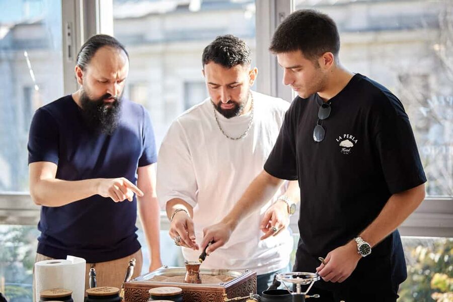 Istanbul: Turkish Coffee Brewing on Sand + Gift Set - Entering the Atelier Between Galataport and Galata Tower