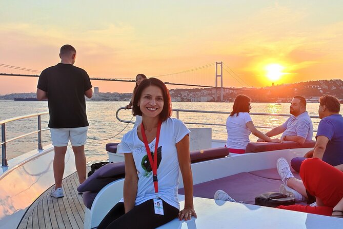 Luxury Sunset Yacht Cruise on the Bosphorus – Refresh & Relax - The bridge lights and the “narrowest point” drama: Rumelihisarı and the Fatih Sultan Mehmet Bridge