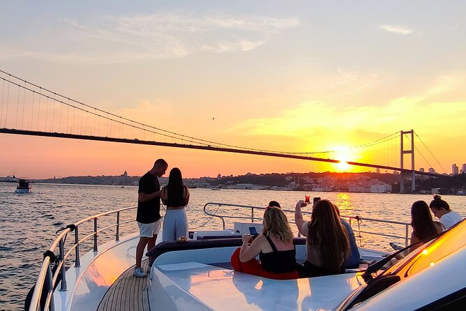 Scenic Bosphorus Sunset Cruise – 2.5 Hours of Luxury & Views - Ortaköy at golden hour: cafes, mosque by the water, and bridge drama