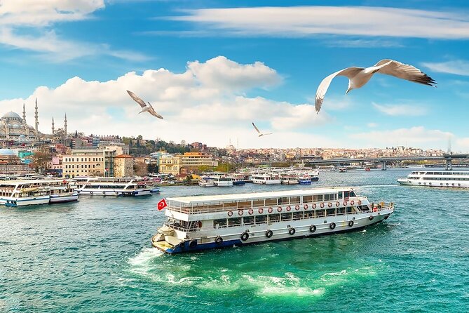 Sunset Bosphorus Yacht Cruise with Golden Horn - Dolmabahçe Palace, Çırağan Palace, and Ortaköy along the European shore